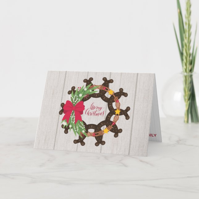 Tarjeta Festiva Wreath Navidades de herradura (Anverso)