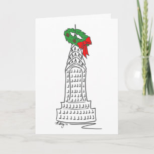 Tarjeta Festiva Wreath, Navidades de la ciudad de Nueva York