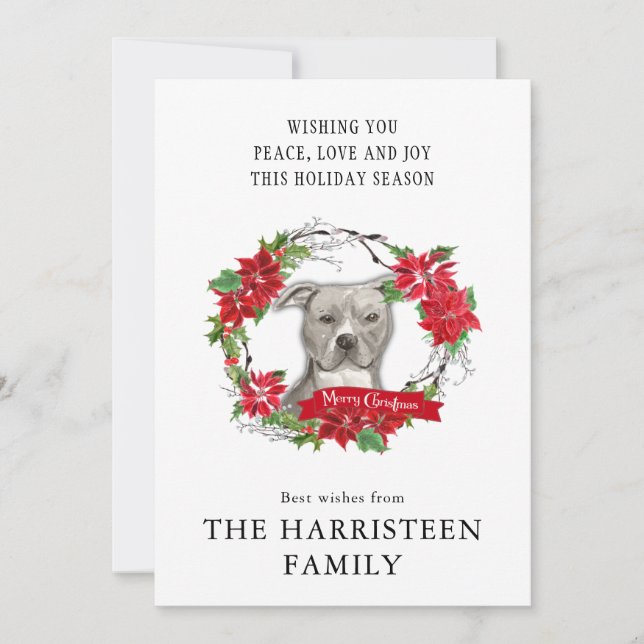 Tarjeta Festiva Wreath, Navidades Terrier de Staffordshire (Anverso)