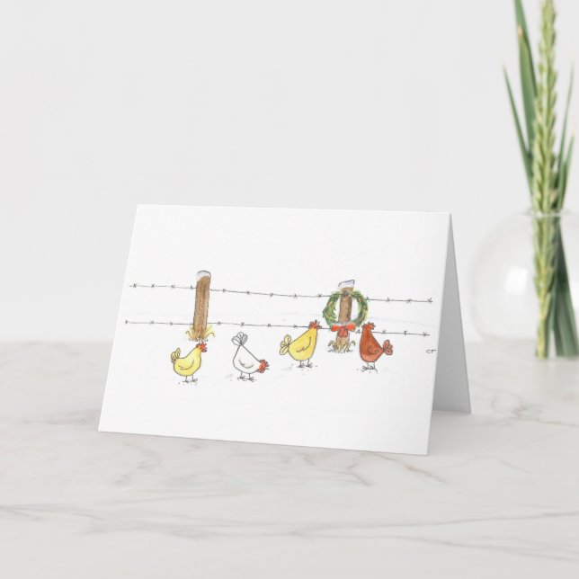 Tarjeta Festiva Wreath On The Fence (Anverso)