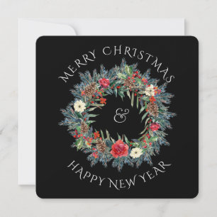 Tarjeta Festiva Wreath y tu plaza de fotos de vacaciones