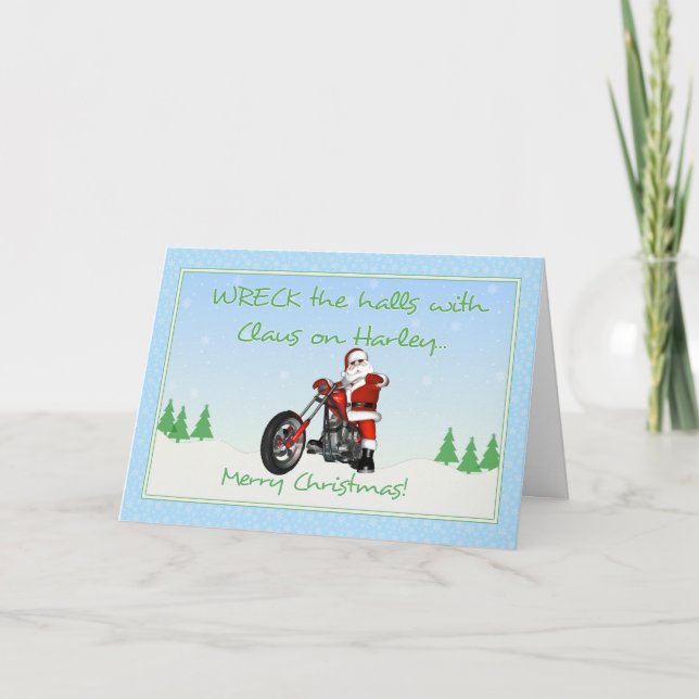 Tarjeta Festiva Wreck The Halls Claus (Anverso)