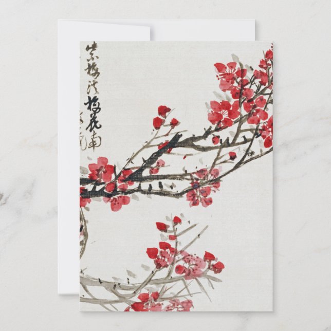 Tarjeta Festiva Wu Changshi - Flores de ciruela (Anverso)
