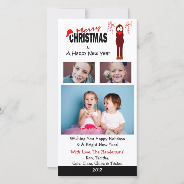 Tarjeta Festiva X4 Reindeer Candy Canes Christmas Cards (Anverso)