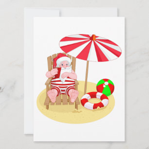 Tarjeta Festiva xmas beach santa claus