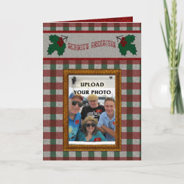 Tarjeta Festiva Xmas Gingham de los años 1940 - Tu foto - Personal