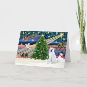 Tarjeta Festiva Xmas Magic-Akita White1
