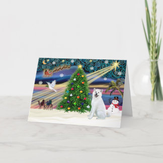 Tarjeta Festiva Xmas Magic-Akita White1