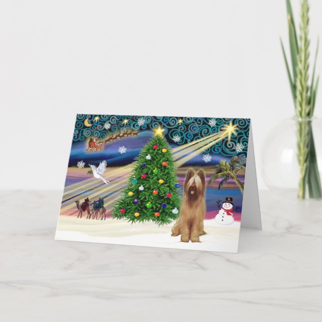 Tarjeta Festiva Xmas Magic-Briard-Fawn (Anverso)
