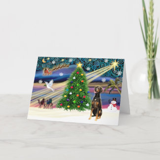 Tarjeta Festiva Xmas Magic-Doberman Blk-Natural