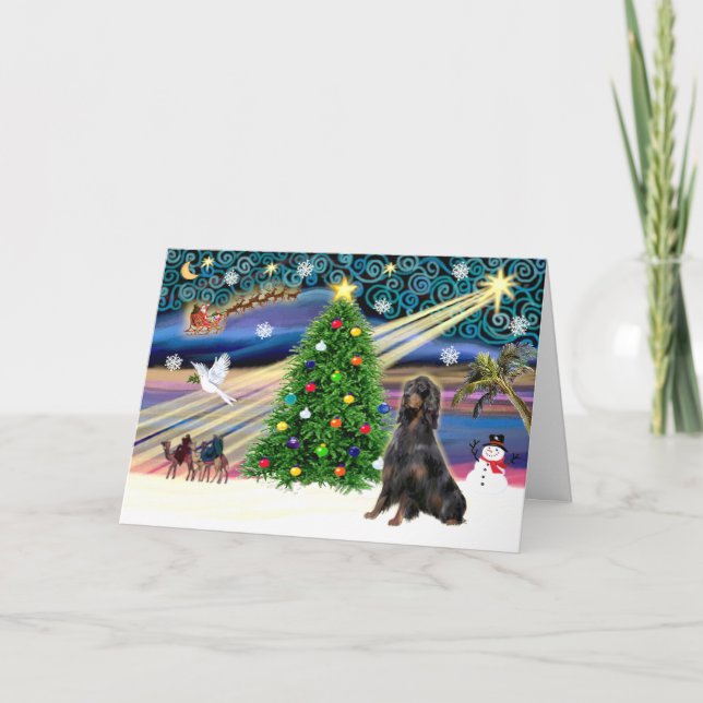 Tarjeta Festiva Xmas Magic-Gordon Setter (Anverso)