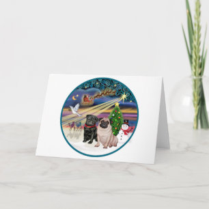 Tarjeta Festiva Xmas Magic (R) - Dos Pugs (F + B)