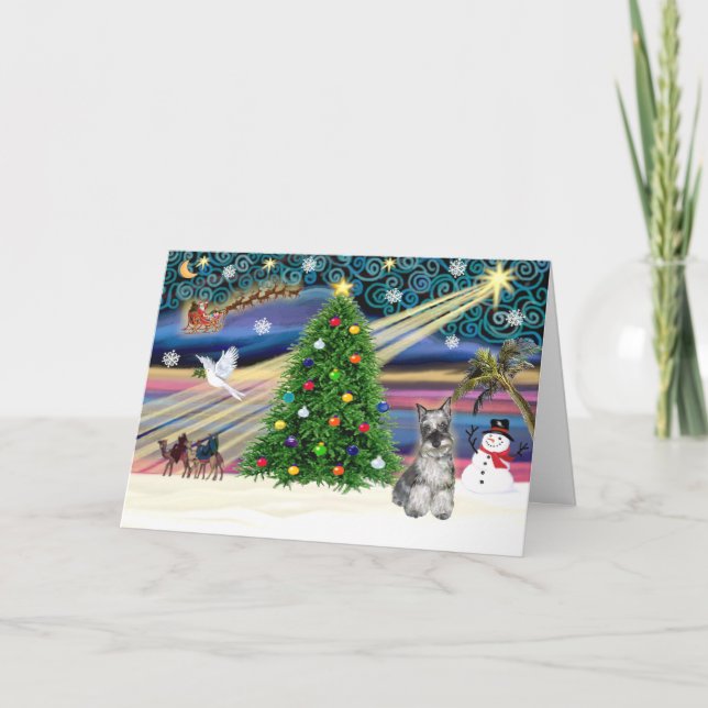 Tarjeta Festiva Xmas Magic-Schnauzer-4-Viv (Anverso)