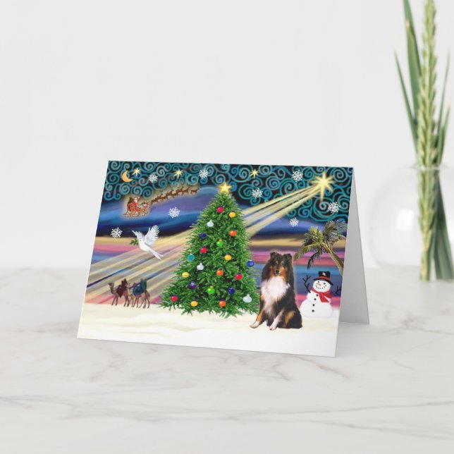 Tarjeta Festiva Xmas Magic-SHELTIE-Tri (Anverso)