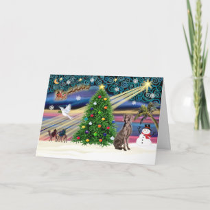 Tarjeta Festiva Xmas Magic-Weimaraner