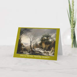 Tarjeta Festiva Xmas paisaje de invierno con aves Saludo de Año Nu
