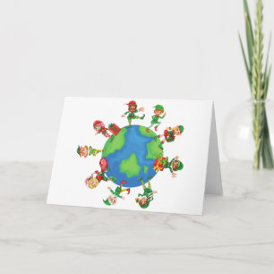Tarjeta Festiva xmas santa claus elves