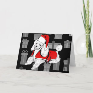 Tarjeta Festiva xmas santa claus poodle