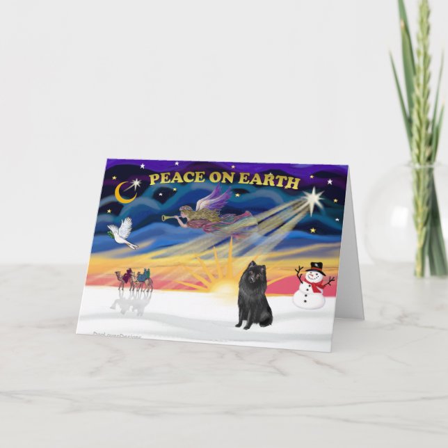 Tarjeta Festiva XmasSunrise-Schipperke1 (Anverso)