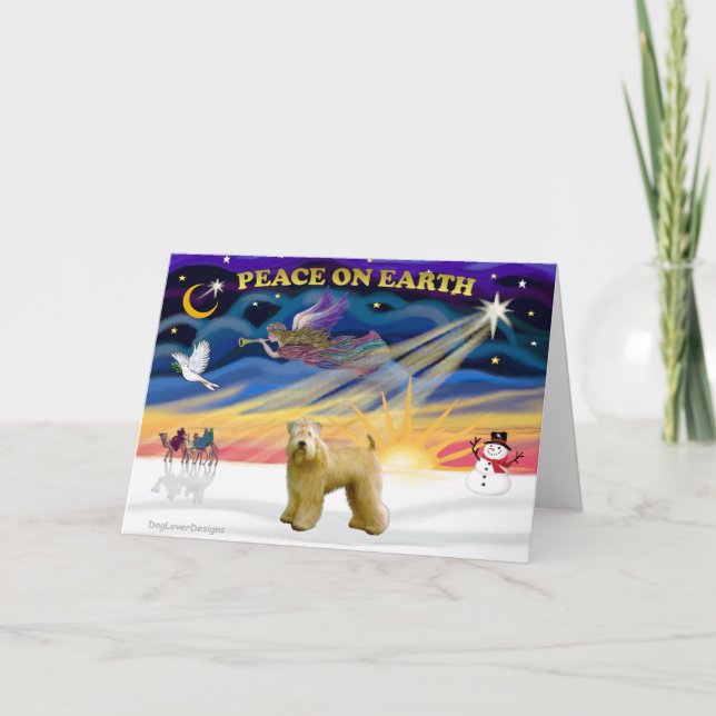 Tarjeta Festiva XmasSunrise-WheatenTerrier2 (Anverso)