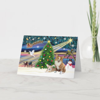 Tarjeta Festiva Xms Magic-2Corgis-Pem+pup