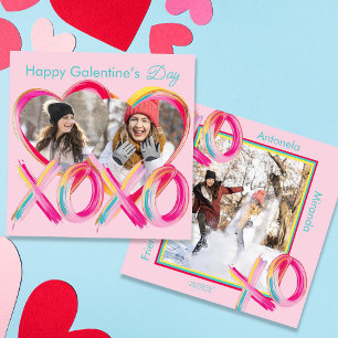 Tarjeta Festiva XOXO Día de Galentine en colores Foto personalizad