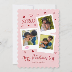 Tarjeta Festiva XOXO Estilo de Foto Instantánea para San Valentín
