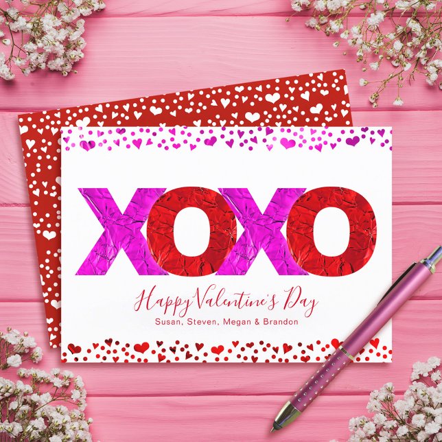 Tarjeta Festiva XOXO Rojo Rojo Negrita Moderno Guión Día de San Va (Subido por el creador)