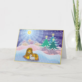 Tarjeta Festiva Y El León Se Aprecia Con El Cordero