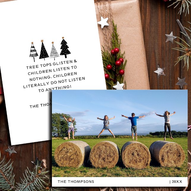 Tarjeta Festiva Y los niños escuchan a divertidos Navidades de fot (Subido por el creador)