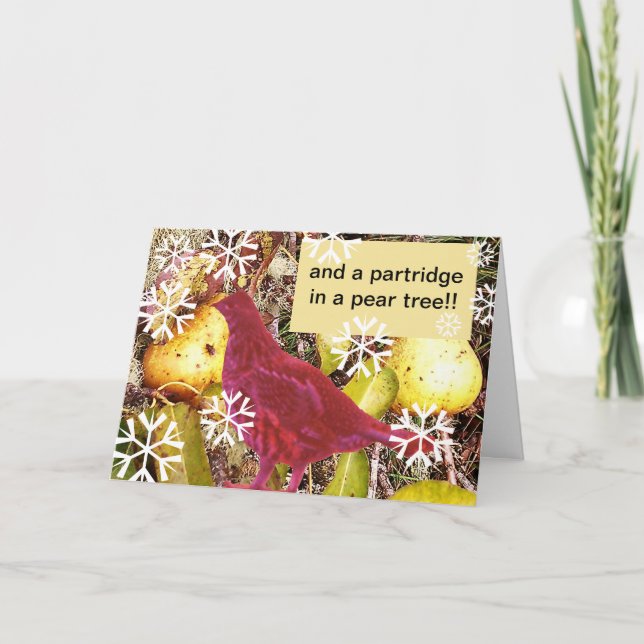 Tarjeta Festiva Y un perdiz en un árbol de peras (Anverso)