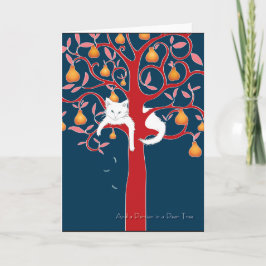 Tarjeta Festiva Y un persa en un árbol de peras... Día festivo