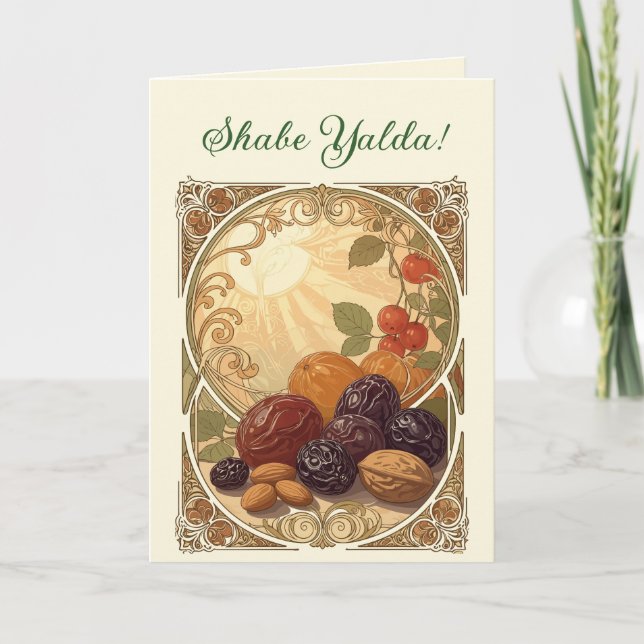 Tarjeta Festiva Yalda Fruit and Nut Persian Winter Solstice (Anverso)