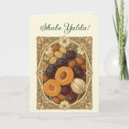 Tarjeta Festiva Yalda Frutos Secos y Frutas Persas Tratado del Sol