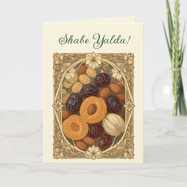 Tarjeta Festiva Yalda Nuts and Fruit Persian Winter Solstice Treat (Anverso)