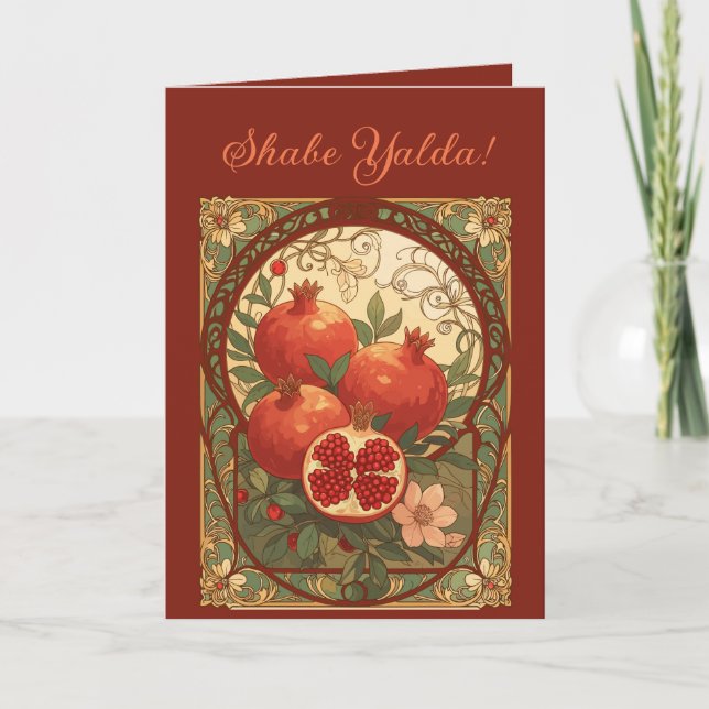 Tarjeta Festiva Yalda Pomegranate Chelle Night Celebration (Anverso)