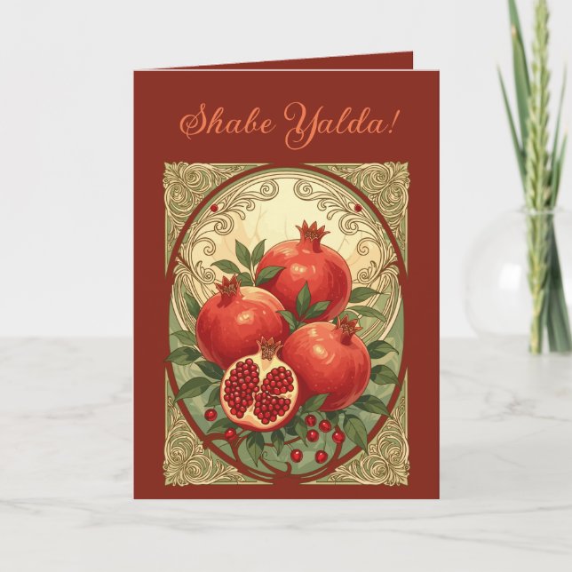 Tarjeta Festiva Yalda Pomegranate Winter Solstice Celebration (Anverso)