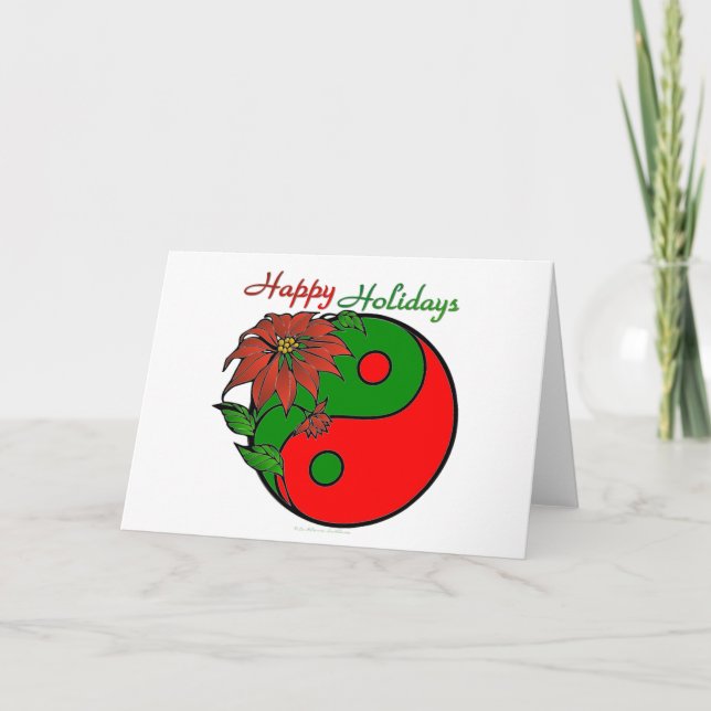 Tarjeta Festiva Yang Poinsettia verde (Anverso)