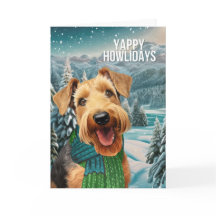 Yappy Howlidays Airedale Terrier con bufanda de in