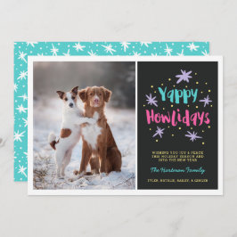 Tarjeta Festiva Yappy Howlidays Dog Navidades Foto Black