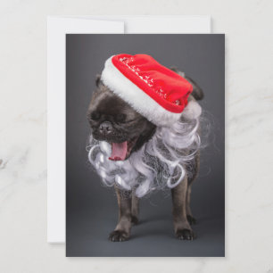 Tarjeta Festiva Yawning en Santa Hat y barba