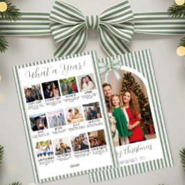 Tarjeta Festiva Year in Review Christmas Arch Photo & Green Bow