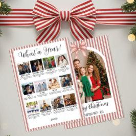 Tarjeta Festiva Year in Review Christmas with Arch Photo & Red Bow