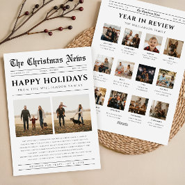 Tarjeta Festiva Year In Review Newspaper Photo Christmas Collage