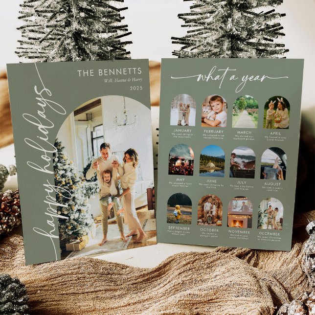 Tarjeta Festiva Year In Review What A Year Happy Holidays Photo (Subido por el creador)