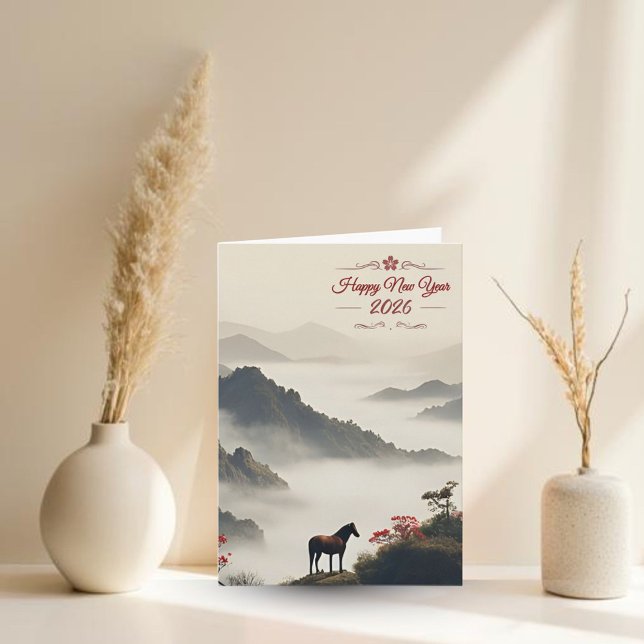 Tarjeta Festiva Year of the Horse 2026 Chinese New Year Mountain (Subido por el creador)