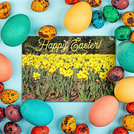 Tarjeta Festiva Yellow Daffodil Garden Floral Easter