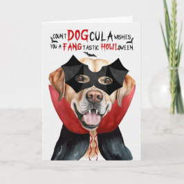 Tarjeta Festiva Yellow Lab Dog Funny Count DOGcula Halloween