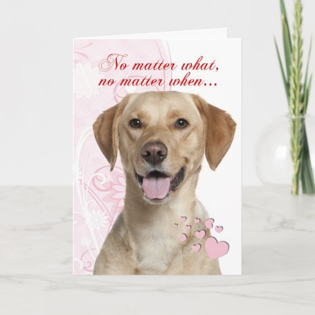 Tarjeta Festiva Yellow Lab Valentine (Anverso)