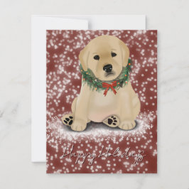 Tarjeta Festiva Yellow Puppy Holiday Card